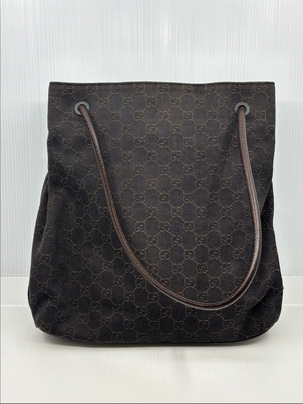 Gucci Dark Brown Monogram Shoulder tote Bag